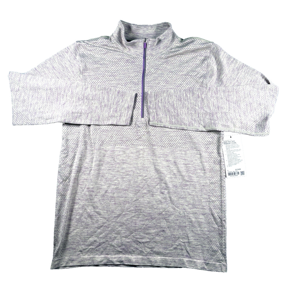 NWT Lululemon Metal Vent Tech Half Zip 2.0 Mens Large Heathered Lavender Gray